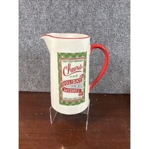 Christmas Pitcher / Vase Lori Siebert Cheers And‎ Holiday Wishes 8 1/2"